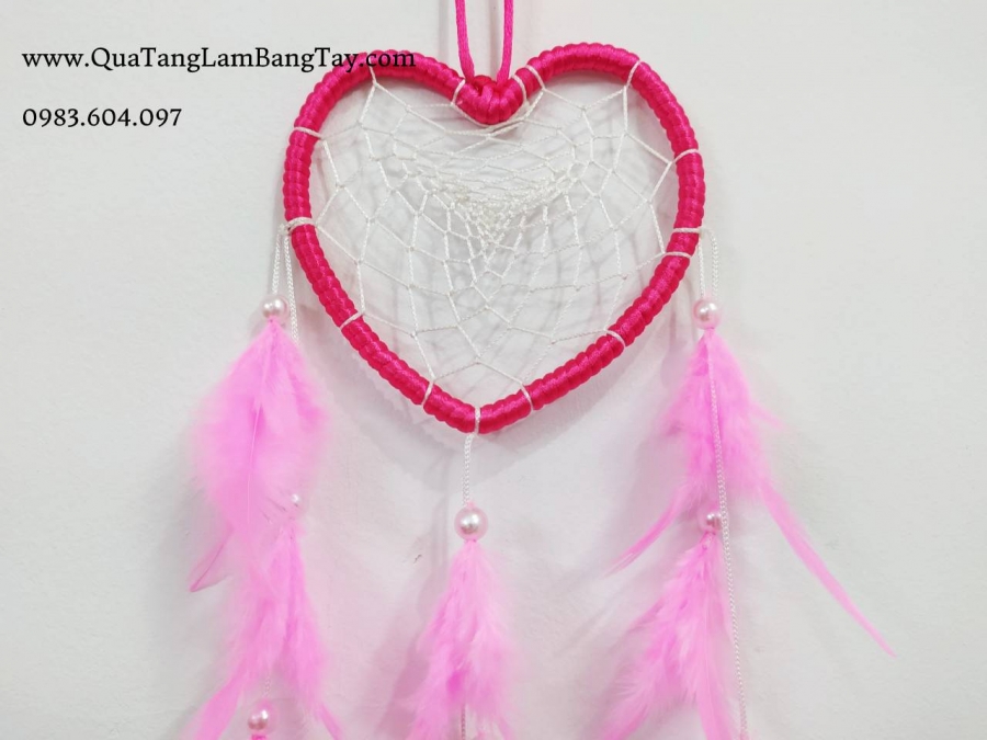 dreamcatcher trái tim màu hồng 